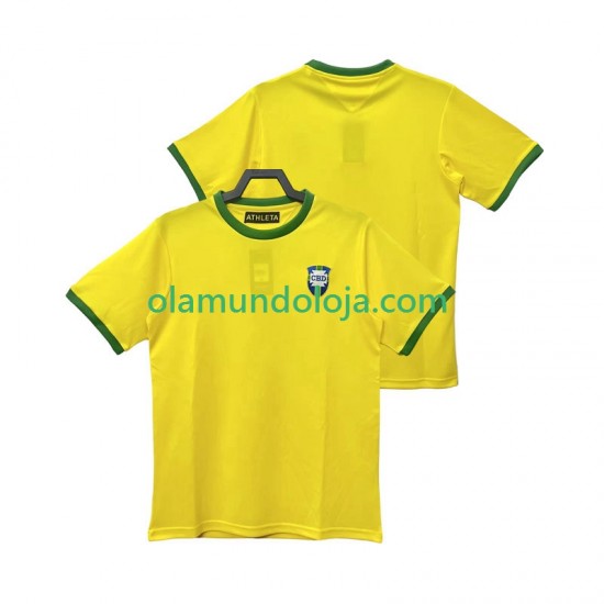 Camisola Brasil 1970 Retro Homem Equipamento Primeiro Manga Curta